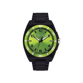 Caravelle New York Mens Green with Black Rubber Strap Watch