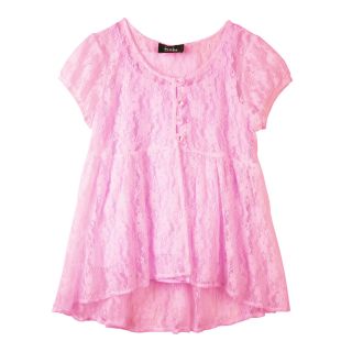 by&by Girl Short Sleeve Babydoll Lace Top   Girls 7 16, Pink, Girls