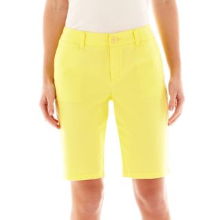 LIZ CLAIBORNE Twill Chino Bermuda Shorts, Yellow, Womens