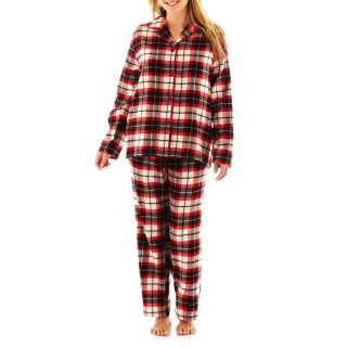 Ambrielle Flannel Pajama Set   Plus, Plaid Cherry, Womens