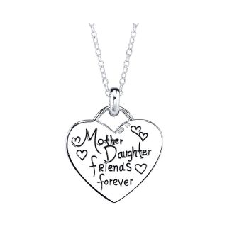 Sterling Silver Mother & Daughter Heart Pendant, Womens