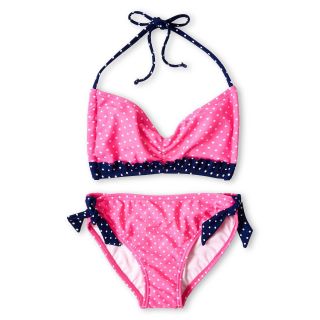 BREAKING WAVES 2 pc. Dot Colorblock Swimsuit   Girls 6 16, Pink, Girls