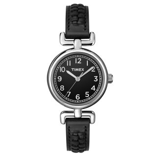 Timex Weekender Black Leather Strap Watch, Womens