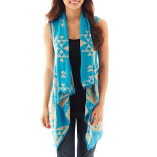 Say What? Open Front Cardigan, Blue, Womens