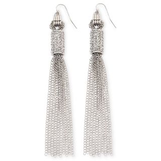 Crystal Tassel Earrings, Silver