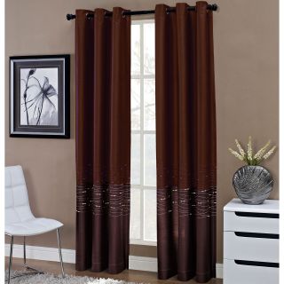 Horizon Grommet Top Curtain Panel, Spice/chocolate