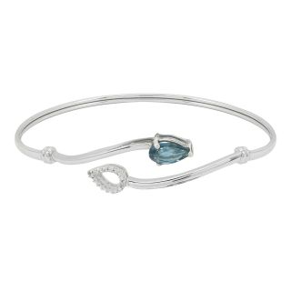 London Blue Topaz & Diamond Accent Bangle Bracelet in Sterling Silver, Womens