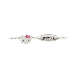 Girls Sterling Silver & Enamel Hello Kitty Personalized Name Bracelet, White,