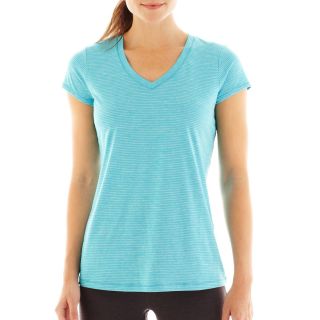 Xersion Short Sleeve Melange Tee, Blue, Womens