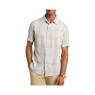 Van Heusen Short Sleeve Button Front Shirt, Grey, Mens