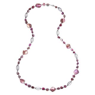 MIXIT Silver Tone Pink Beads & Shells Rosary Necklace