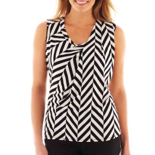 Worthington Pleated Shoulder Top, Blk/wht Chevy