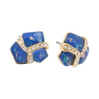 10021  Kara Ross Crystal & Blue Resin Stud Earrings, Womens