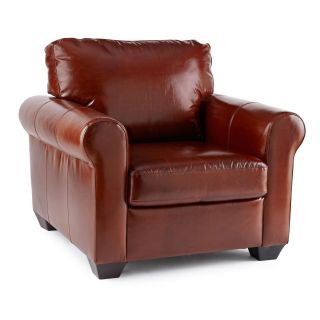 Possibilities Roll Arm Leather Chair, Brown