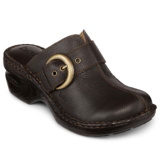 BOLO Keddie Buckle Leather Mules, Mahogany, Womens