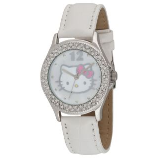 Hello Kitty Glitz & Croc Embossed Strap Watch, Pink, Womens