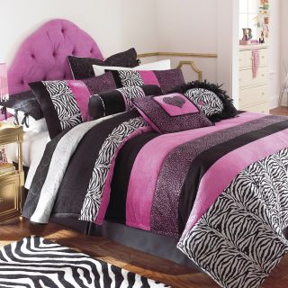 Seventeen Natasha Comforter Set, Black/Pink, Girls