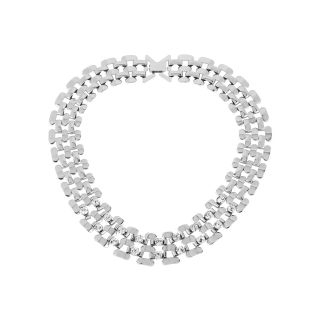 Worthington Silver Tone Crystal Link Collar Necklace, Gray