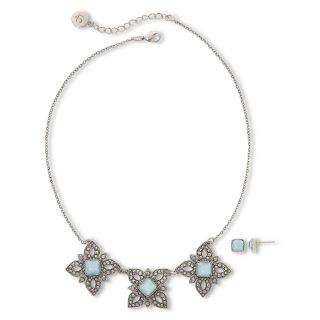 LIZ CLAIBORNE Flower Necklace & Stud Earrings Boxed Set, Blue