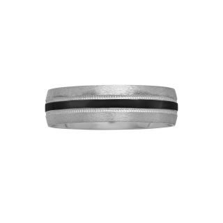 Mens 6mm Black Rhodium Plated Wedding Band in 10K Gold, Two Tone