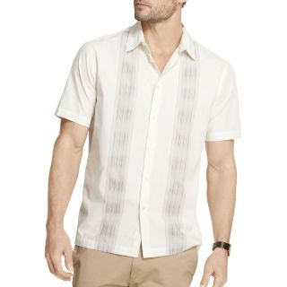 Van Heusen Short Sleeve Morocco Woven Shirt, Cream, Mens
