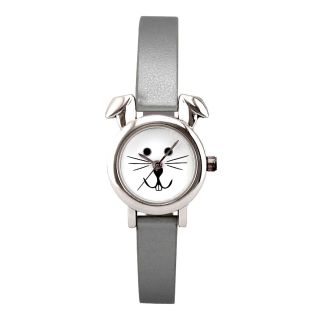 Womens Bunny Face and Ears Metallic Watch, Silver