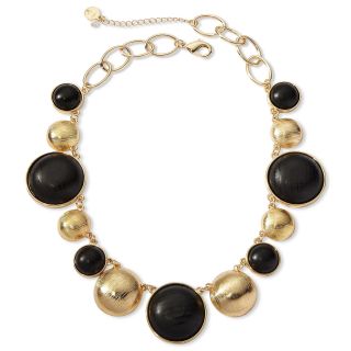 LIZ CLAIBORNE Gold Tone & Wood Collar Necklace, Brown