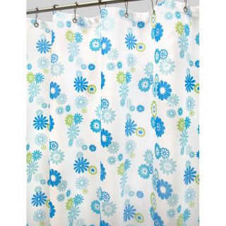 Park B Smith Star Burst Floral Azure Fabric Shower Curtain, Coffee/pun