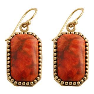 Art Smith by BARSE Sponge Coral Rectangle Earrings, Womens