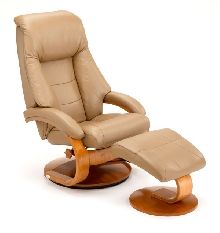 Mac Motion Euro Recliner and Ottoman in Sand Leather (Model 58)