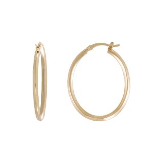 14K Gold Over Silver Diamond Shape Oval Hoop Earrings, Womens