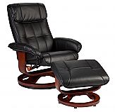 Recliner and Ottoman   Black Bonded Leather, U Base