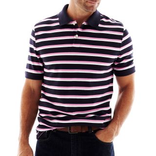 St. Johns Bay Striped Piqué Polo Shirt, Pink, Mens