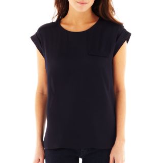 Mng By Mango Crepe Pullover Blouse, Navy