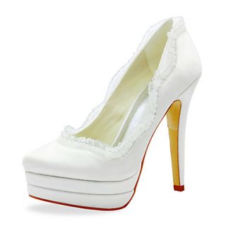 Beautiful Satin Stiletto Heel Pumps With Ruffles Wedding Shoes (More Colors)