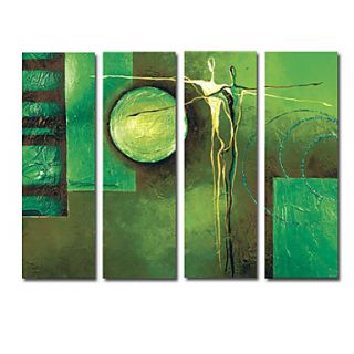 Hand painted Abstract Oil Painting with Stretched Frame   Set of 4