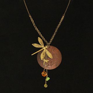 Coppery Plated Dragonfly Shaped Alloy Necklace