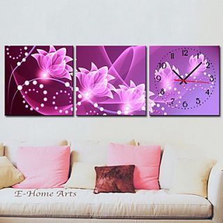 Modern Floral Canvas Wall Clock in 3pcs