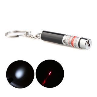 2 in 1 LED Red Laser Pointer Flashlight with Keychain Black