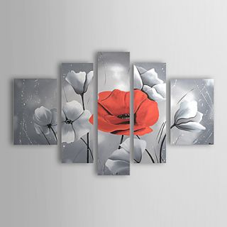 Hand painted Floral Oil Painting with Stretched Frame   Set of 5