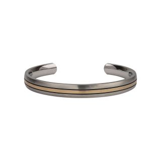 Mens Two Tone Stainless Steel Cuff Bracelet, Two Tone