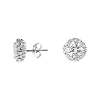 CZ by Kenneth Jay Lane Silver Plated Cluster Stud Earrings, Womens