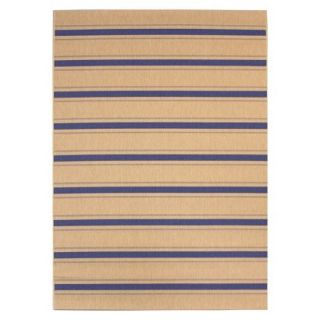 Portsmouth 53x75 Rectangular Patio Rug   Blue/Sand Stripe