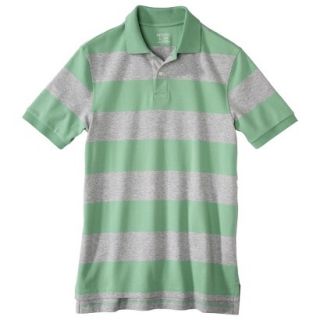 Mens Classic Fit Stripe Polo Shirt Green Gray XL