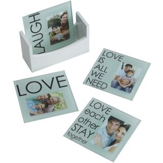 Set of 4 Laugh Love Sentiment Photo Coasters