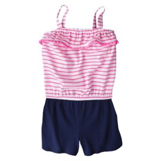 Circo Infant Toddler Girls Sleeveless Striped Romper   Pink/Navy 4T
