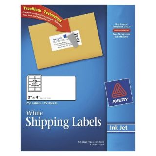 Avery 2 x 4 Trueblock Technology Shipping Labels   White (250 Per Pack)