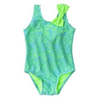 Circo Infant Toddler Girls Heart 1 Piece Swimsuit   Turquoise 18 M