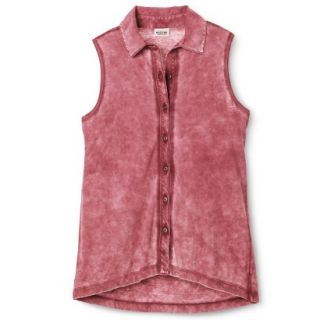 Mossimo Supply Co. Juniors Sleeveless Button Down Top   Washed Red XL(15 17)