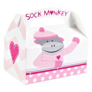 Sock Monkey Pink Empty Favor Boxes (4)